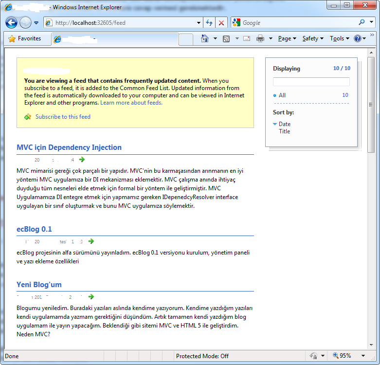 mvc feed görüntüsü